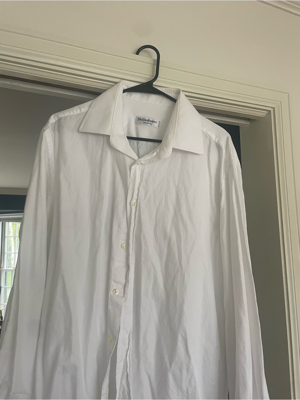 Yves saint laurent White Men's Button-Down Dress Shirt cotton Italy 45 18